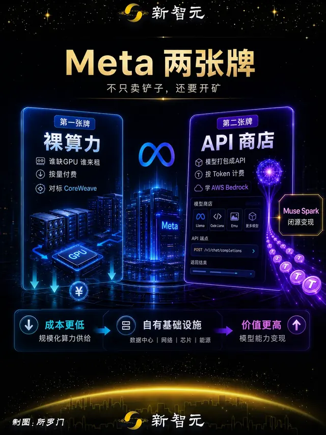 Meta 打两张牌：裸算力按量出租对标 CoreWeave，模型打包成 API 商店按 Token 计费